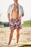 Red Casual Vacation Print Patchwork Board Shorts