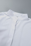 Svarta Casual Solid Patchwork Turndown-krage skjortklänningar (med bälte)