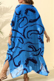 Purpurrot Plus Size Street Dot Leopard Paisley Patchwork Asymmetrischer Druck V-Ausschnitt Unregelmäßiges Kleid Plus Size Kleider