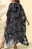 Deep Blue Плюс размер Street Dot Leopard Пейсли Пэчворк Асимметричный принт V-образным вырезом Асимметричное платье Платья больших размеров