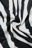 Rückenfreie, schulterfreie One-Step-Rock-Kleider mit Zebra-Casual-Print