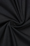 Schwarze, sexy, einfarbige, durchsichtige, langärmlige Patchwork-Kleider mit O-Ausschnitt