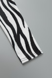 Zebra Casual Print Backless Off The épaule One Step Jupe Robes