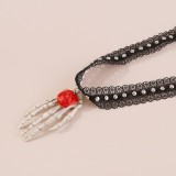 Schwarz-rote lässige Patchwork-Basic-Halsketten