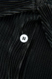 Black Casual Solid Patchwork Turndown Collar Regular Jumpsuits