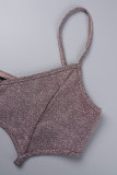ピンクのセクシーな固体包帯中空バックレス スパゲッティ ストラップ ノースリーブ ドレス ドレス