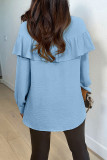 Sky Blue Casual Solid Patchwork O Neck Tops
