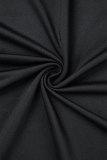 Черные повседневные однотонные лоскутные квадратные воротники с длинным рукавом из двух частей