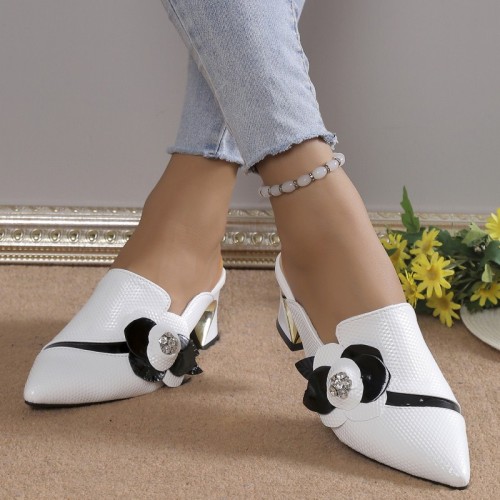 White Casual Patchwork Pointed Out Door Wedges Shoes (Heel Height 2.75in)