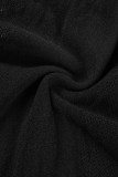 Zwarte sexy stevige kanten uitgeholde doorzichtige mesh O-hals magere jumpsuits