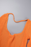 Oranje Sexy Casual Solid Off-shoulder Skinny Romper