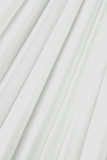 Белые повседневные однотонные плиссированные платья в стиле пэчворк с V-образным вырезом