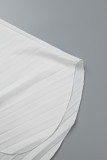 Robes plissées blanches décontractées à col en V et patchwork