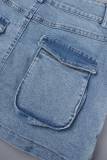 Saias jeans skinny cintura alta casual azul royal patchwork lisa