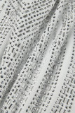 Wit sexy patchwork hete boren doorzichtige asymmetrische halve coltrui jurken met lange mouwen