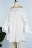 Белое повседневное уличное платье с принтом в стиле пэчворк Асимметричное с открытыми плечами Асимметричное платье Платья