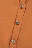 オレンジ カジュアル ソリッド ボタン V ネック プラス サイズ ジャンプスーツ