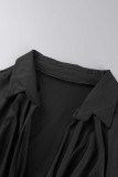 Khaki Casual Solid Patchwork V Neck Plus Size Jumpsuits