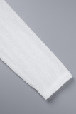 Bianco casual tinta unita nappa patchwork o collo manica corta due pezzi