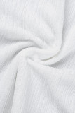 Bianco casual tinta unita nappa patchwork o collo manica corta due pezzi