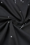 Zwart sexy feest patchwork hete boren backless strapless onregelmatige jurk jurken