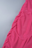 Розово-красные сексуальные однотонные лоскутные платья с открытой спиной и открытыми плечами