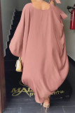 Nude Pink Casual Elegant Vacation Plain Hollowed Out With Belt Asymmetrical V Neck Irregular Dress Dresses