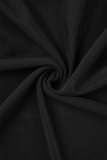 Schwarze, sexy, einfarbige, rückenfreie, schulterfreie Patchwork-Kleider mit Wickelrock