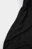 Vestidos de falda envueltos con hombros descubiertos sin espalda de patchwork sólido sexy negro
