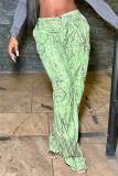 Pantalones con estampado completo convencional regular patchwork estampado casual verde