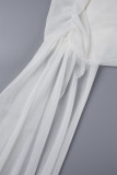 Blanc Sexy Solide Patchwork Dos Nu Hors De L'épaule Enveloppé Jupe Robes