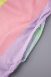 Пурпурный повседневный полосатый лоскутный комбинезон с открытой спиной и открытыми плечами больших размеров