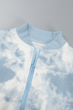 Dos piezas de manga larga tie-dye con estampado casual azul bebé