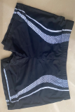 Black And White Sportswear Print Patchwork Swim Trunks
