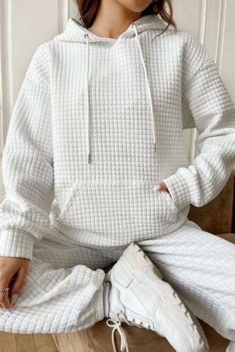 White Casual Solid Basic Hooded Collar Tops