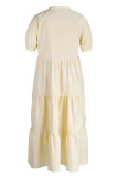 Aprikos Casual Solid Patchwork-knappar Vik turndown-krage Skjortaklänning Plus Size-klänningar