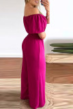Black Casual Work Solid Patchwork Backless V Neck Straight Jumpsuits