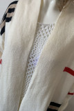 Capispalla con colletto cardigan patchwork a righe casual color cammello