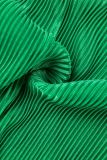 Verde Casual Sólido Patchwork Turndown Collar Macacões Regulares