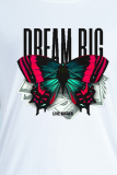 Witte casual straat-vlinderprint patchwork O-hals T-shirts