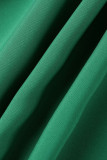 Groene casual effen patchwork knopen vouw kraag overhemdjurk plus maten jurken