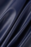 Черные повседневные однотонные пэчворк Половина водолазки А-силуэта Платья больших размеров