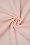 Roze casual effen patchwork O-hals, twee stukken met korte mouwen