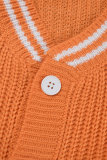 Vêtement d'extérieur décontracté en patchwork contrasté orange