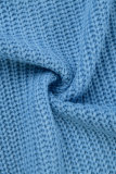 Vêtement d'extérieur décontracté uni patchwork contrasté bleu clair