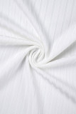 Branco casual sólido retalhos com nó decote em U sem mangas duas peças