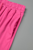 Colletto con cerniera patchwork casual solido rosa rosa manica lunga due pezzi