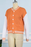 Оранжевая повседневная однотонная контрастная верхняя одежда в стиле пэчворк