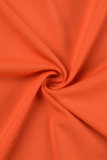 Оранжевые повседневные однотонные пэчворк с воротником-молнией и длинным рукавом из двух частей