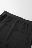 Colarinho de retalhos preto casual atadura sólida de retalhos manga longa duas peças
